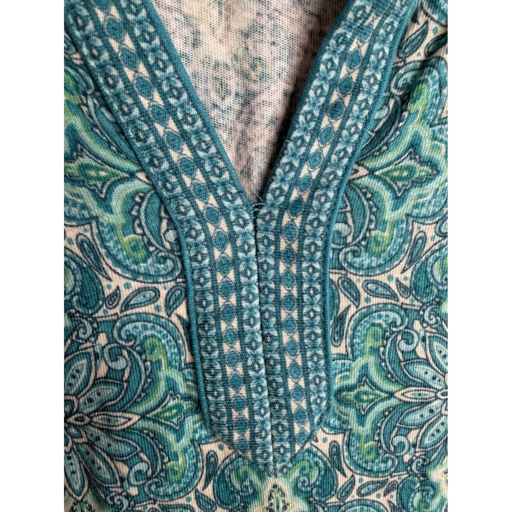 J. Jill Linen Blend Split Neck Tunic size Medium Dragonfly Blue - Picture 4 of 8